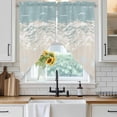 thumbnail image 6 of Blue Coastal Starfish Swag Curtains for Kitchen/Bedroom/Living Room, Summer Beach Ocean Abstract Art Scalloped Curtains 63 Inch Long, Window Swag Topper Curtains Valances 2 Panels Set 36"x63", 6 of 8