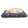 thumbnail image 1 of Anchor Pet Bed, Nautical Arrangement with Ship Captain Boats Helm and Compass, Chew Resistant Pad for Dogs and Cats Cushion with Removable Cover, 24" x 39", Vermilion Pale Blue, by Ambesonne, 1 of 4