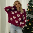 thumbnail image 1 of Suéter de Navidad feo para mujer, divertido y lindo árbol de Navidad, copo de nieve, reno, Papá Noel, jersey de punto, TopsPurplish redChildren's clothing 100, 1 of 5