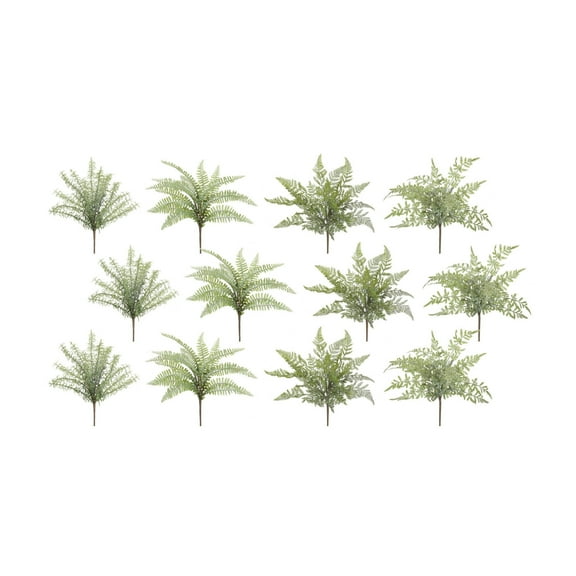 Home Decorative Fern Bush (Set of 12) 16"H Plastic