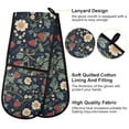 thumbnail image 2 of Yayeee Double Oven Mitt Kitchen Heat Resistant Baking 35" x7" Quilted Cotton Glove, Floral Raspberry Pattern, 2 of 6