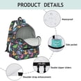 thumbnail image 4 of Dinosaur and Floral Black Pattern Cute School Backpack with Padded Back and Adjustable Shoulder Straps 13.4"x11"x4.7", 4 of 5