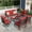 Red - Swivel Chair+Fixed Chair+Ottomans, variant on Alpha Joy 5 Seat Outdoor Patio Furniture Set Metal Conversation Set with Swivel Sofa Chairs for Backyard, Lawn, Deck, Red