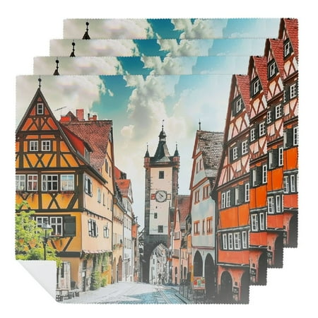 

FACANNAP Urban Skyline Cloth Napkins | Hotel Home Banquet Decoration | Washable Polyester Napkins 2 PCS