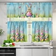 thumbnail image 2 of Happy Easter Bunny Kitchen Curtain Valance and Tiers Cute Rabbit 24 Inch Length Tier Curtains with Valance Rod Pocket Window Tiers Home Collection,3 Pack Holiday Decoration,Size S, 2 of 4