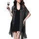 thumbnail image 1 of Bufanda larga tipo chal para mujer, ideal para bodas, fiestas de noche, protección solar, playa, graduación, con flecos y borlas (negro), 1 of 5