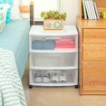 thumbnail image 2 of LDHF 2 Pack Storage Organizer Cart, Plastic 3 Drawer Wide Rolling Cart w/Drawer Bins, 2 of 4