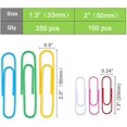 thumbnail image 2 of Colorful Medium & Large Paper Clips, 400PCS Rustproof Vinyl Coated Paper Clips, 1.3 inch & 2 inch Size for Office School Document Organizing, 2 of 6