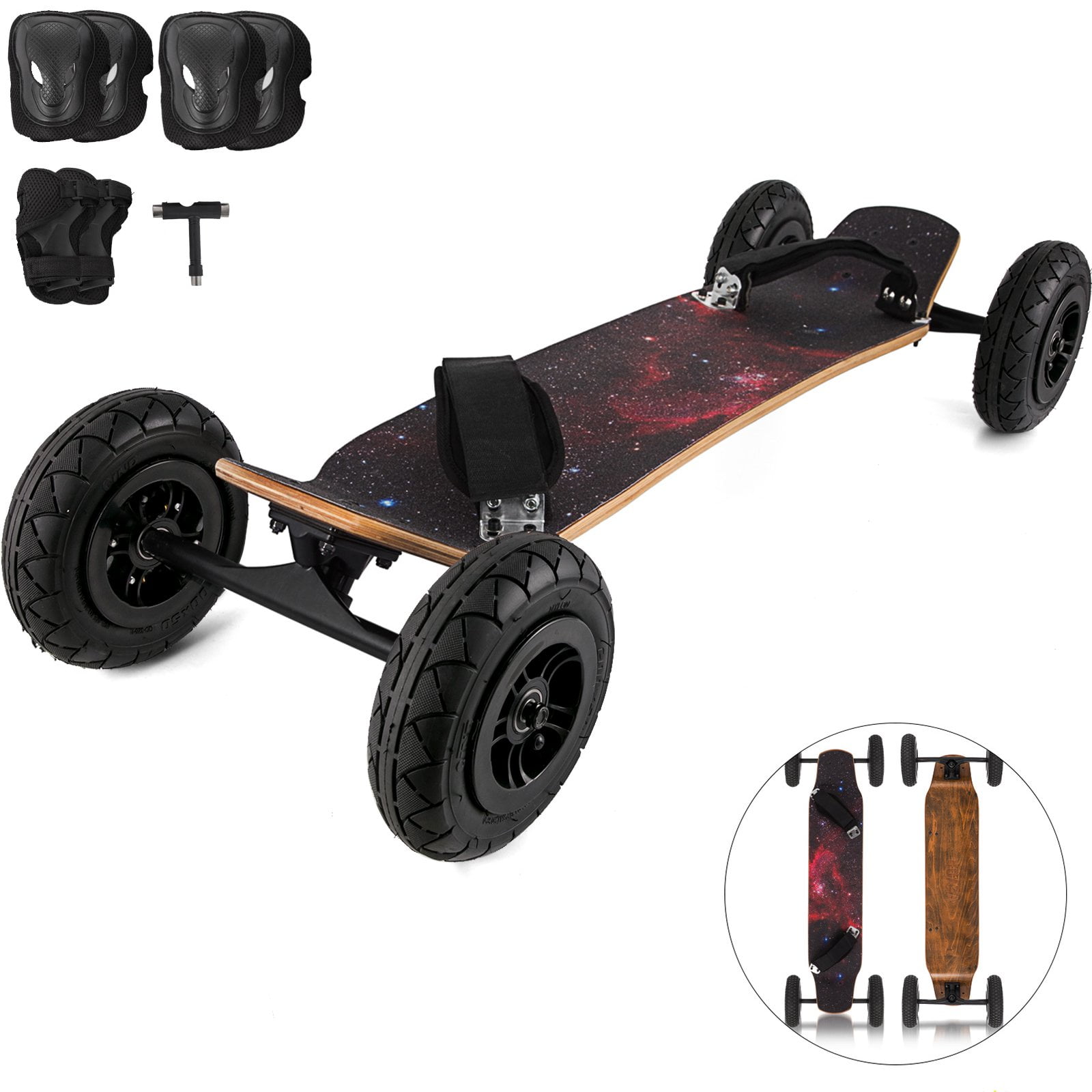 VEVOR Mountainboard, 37''L Cross Country Skateboard, All Terrain Longboard with 95A Shock Absorber, Mountain Skateboard with Bindings, 8-layer Canada Maple Offroad Skateboard, for Cruising Downhill