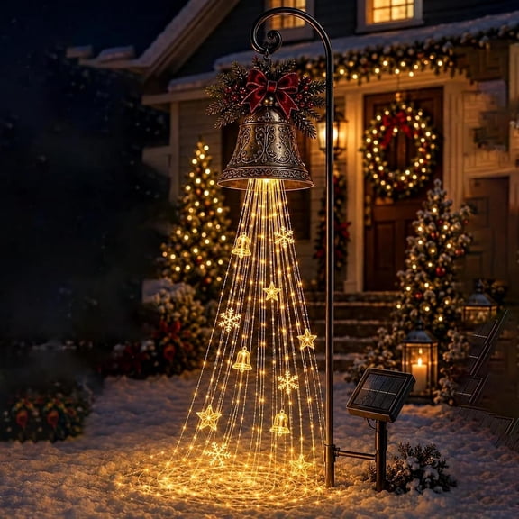 Clearance! Christmas Bell Cascade Solar Light, All‑Weather LED Christmas Garden Light, Christmas Decoration Outdoor for Yard Lawn