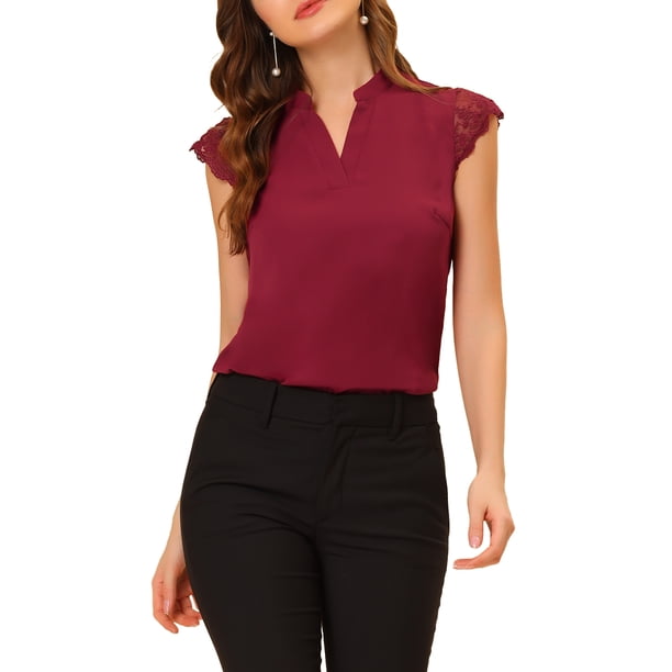 BLUSA BÁSICA SIN MANGAS DE V CUELLO PARA MUJERES INSPIRAR CHIC TALLA XL ROJA