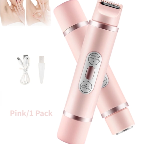 2-in-1 Electric Lady Shaver, Rechargeable USB-C Waterproof Hair Trimmer for Women, Wet & Dry Use Epilator for Bikini Line Legs & Underarms(Pink)