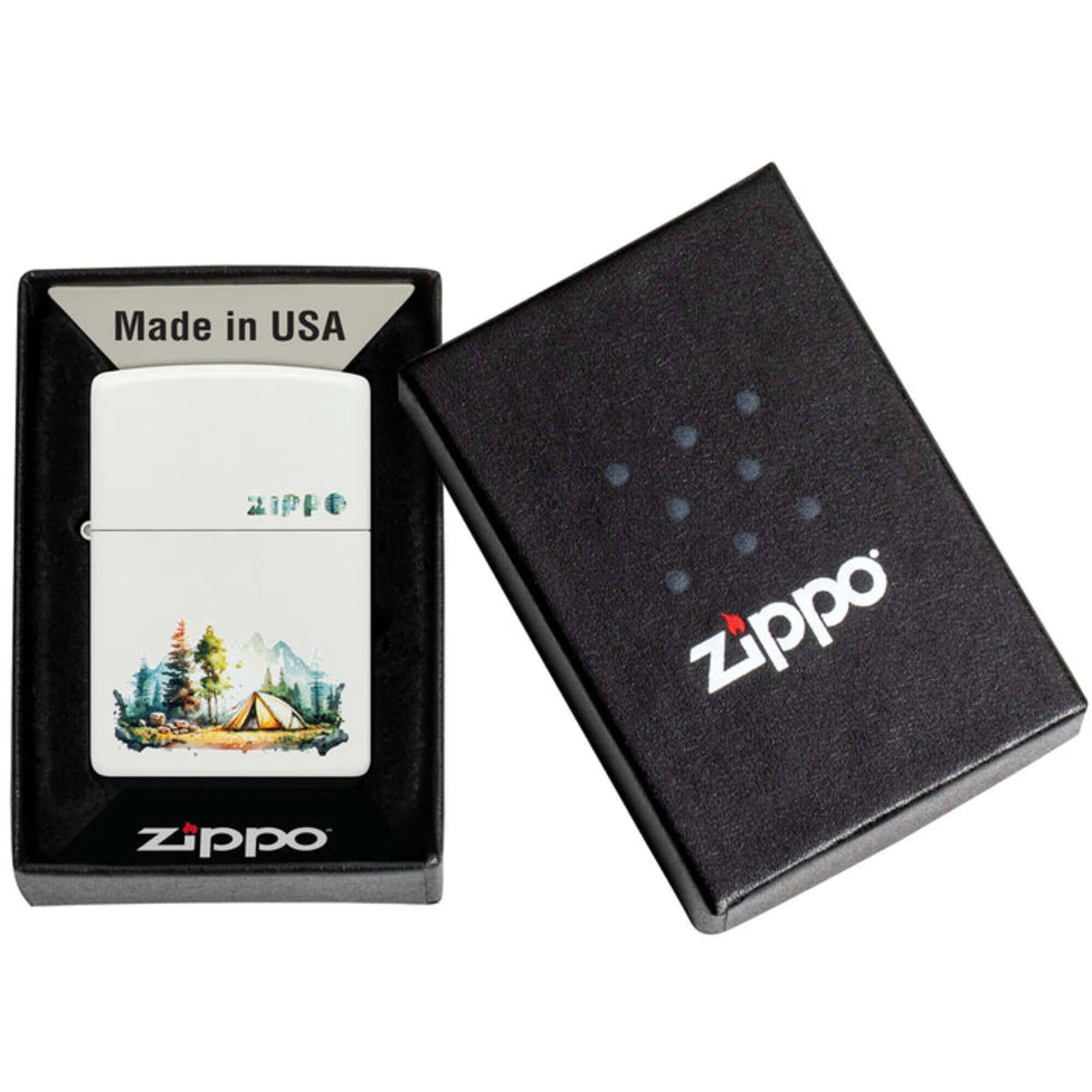 Zippo 46474 Nature Retreat Design Matte White Pocket Lighter