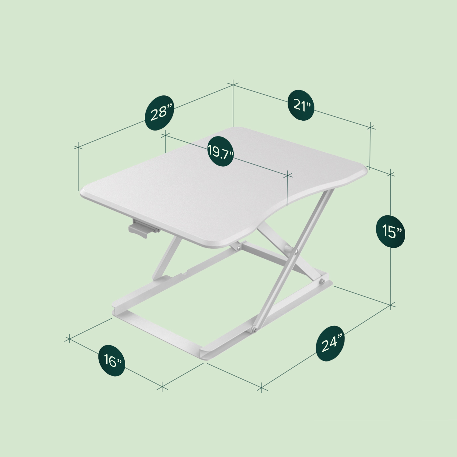 Zinus Molly 28" Standing Desk with Adjustable Height, White
