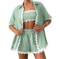 thumbnail image 2 of jovatis Shorts Athlétiques pour Femmes Ensembles de Shorts Décontractés à Manches Courtes Pyjamas Décontractés à Col Rabattu, 2 of 8