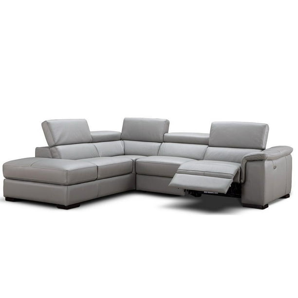 Modern Grey Premium Italian Leather Sectional Sofa Left Hand Facing J M Perla Com Modern Grey Premium Italian Leather, Modern Italian Leather Sectional Sofa