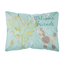 Carolines Treasures BB7612PW1216 Welcome Friends Chocolate Poodle Canvas Fabric Decorative Pillow, 12 x 16 in.