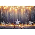 thumbnail image 2 of EREHome Polyester Fabric 7x5ft Wood Christmas Photo Backdrop Glitter Star Snowflake Background for Parties, 2 of 2