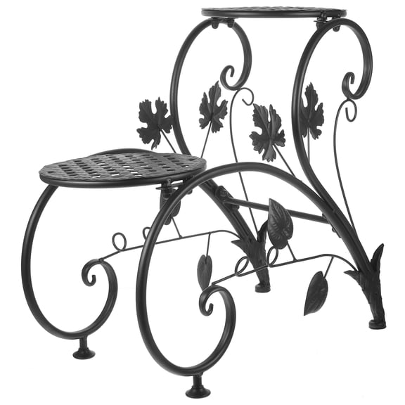 HONITANO 1Pack Metal Chair Shape Plant Stand Black Indoor Flower Pot Storage Rack 11.8x7.9x16.5in