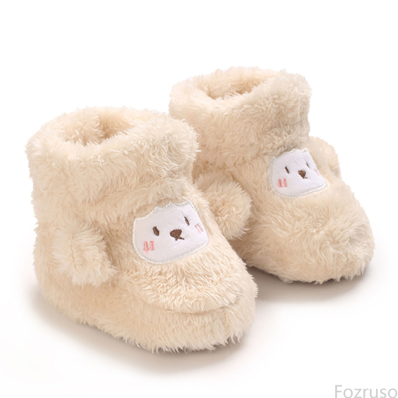 Fozruso Winter Baby Boots Soft Warm First Cozy Animal Design Sole For Boys Girls Toddler Footwear Indoor Outdoor Use,Mid Calf Boots Sizes 4 Toddler(0-6 Months)