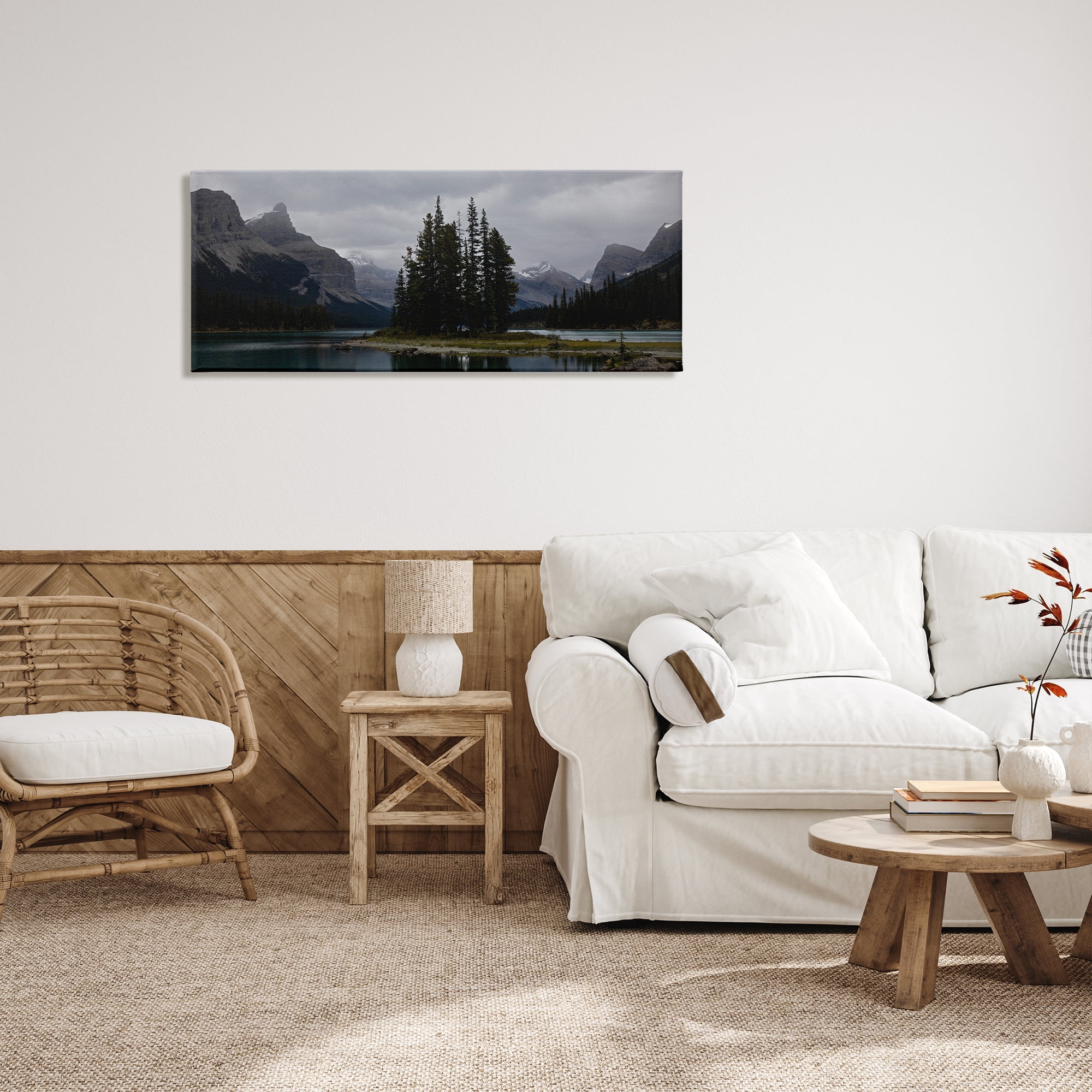 Stupell Industries Fir Tree Forest Lake Landscape Moody Weather Photography, 48 x 20, Design by Daniel Sproul