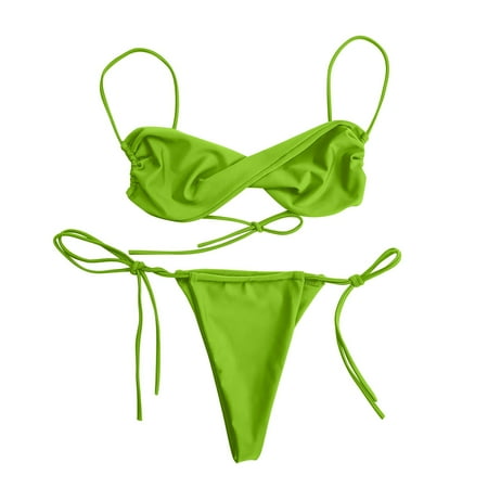 

Bathing Suits for Curvy Women Two Sports Bra Bathing Suits for Women Women s Swimwear Split Bikini Solid Color Tie Swimwears Tankinis Set Womens Short Sleeve Swim Top