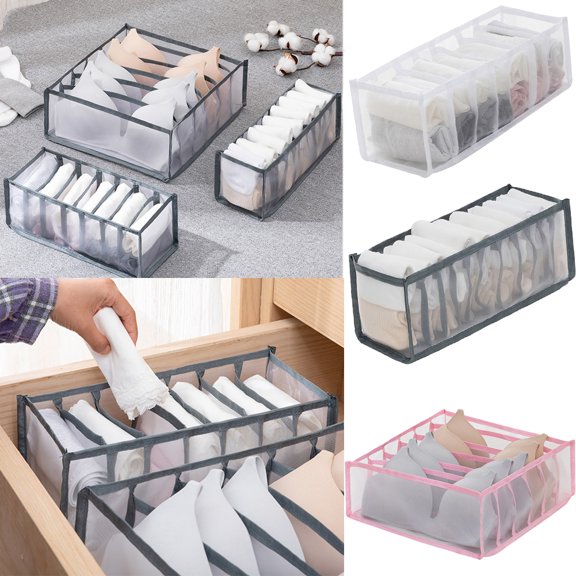 Walbest Bra Underwear Socks Drawer Organizer for Women, Nylon Underwear Storage Box Closet Organizer Dresser Divider for Panties Ties Socks Baby Clothes, 6/ 7/ 11 Grids(Optional), 1pc