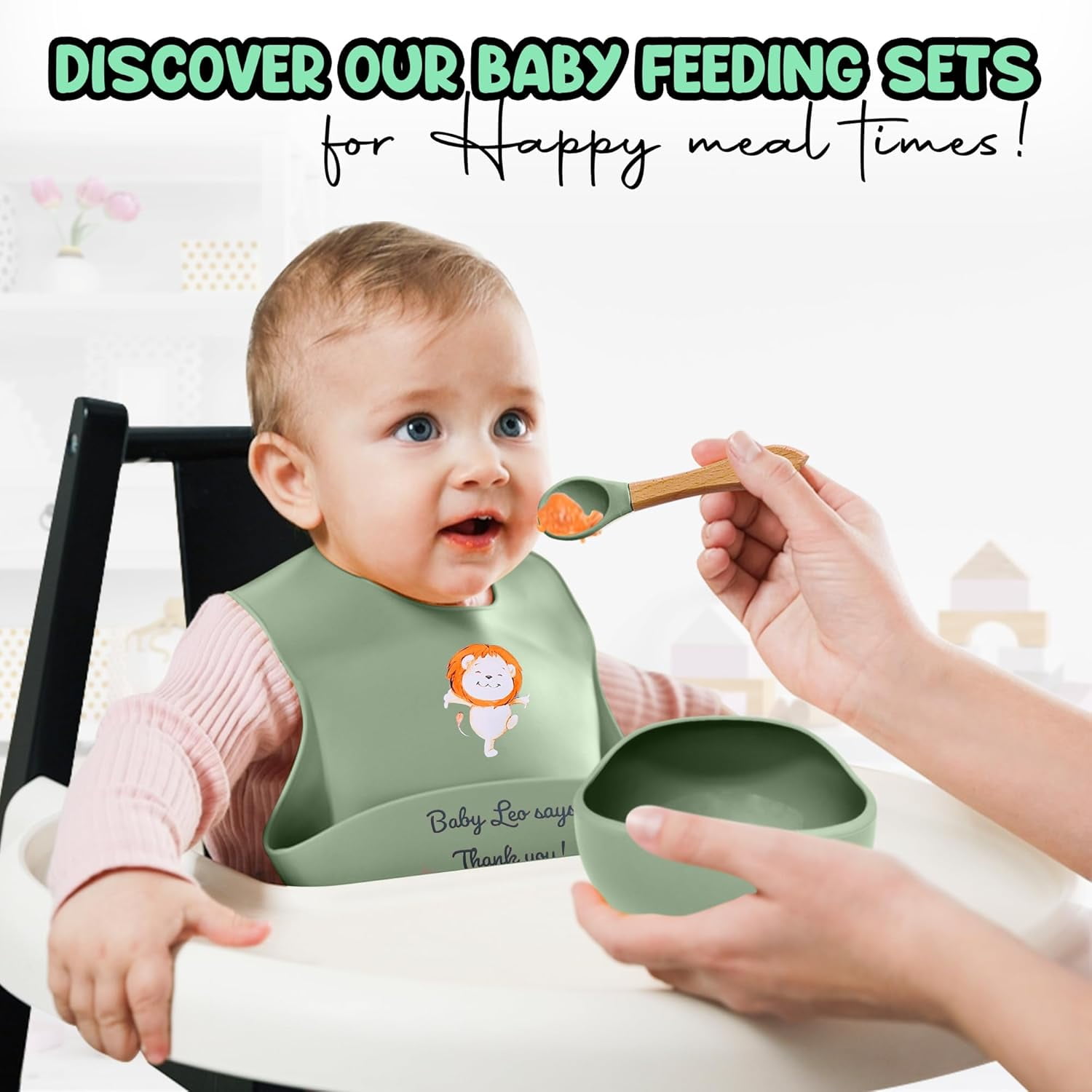 Baby Feeding Set 12 Piece Led Weaning Supplies Suction Bowl and Plate, Divided Plate, Spoon, Fork, Cup, Adjustable Bib Baby Self Feeding Utensils
