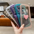 thumbnail image 6 of Compatible with Samsung Galaxy S21 Ultra Phone Case Women Cute 3D Love Heart Case Camera Lens Protection Soft Shockproof Clear Case for Galaxy S21 Ultra 6.8 inch (Black), 6 of 10