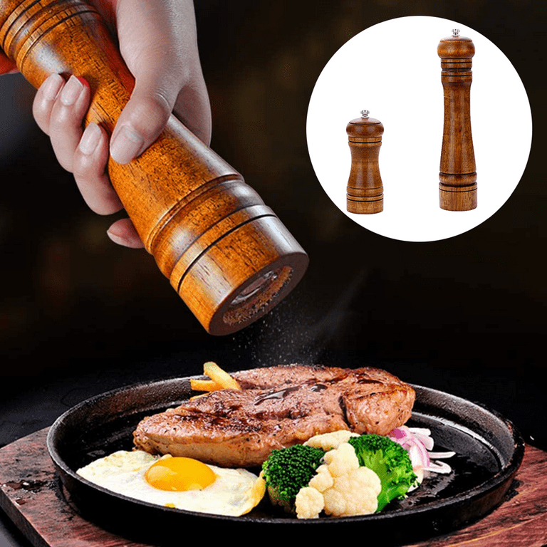 2pcs Wood Salt And Pepper Grinder Pepper Mill And Salt Shaker Set