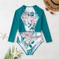 thumbnail image 3 of URMAGIC Girls One Piece Swimsuits Long Sleeve Rash Guard Kids Bathing Suit UPF 50+ Swim Shirts 4-14 Years, 3 of 5