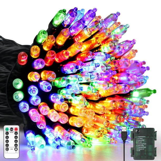 Luces navideñas Tcamp que funcionan con pilas, 10 m, 100 LED, impermeables