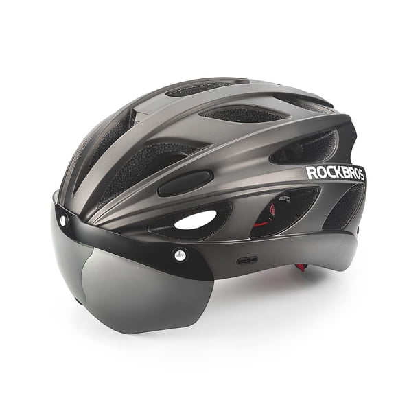 Casco de bicicleta ROCKBROS para hombres y mujeres adultos con gafas y visera