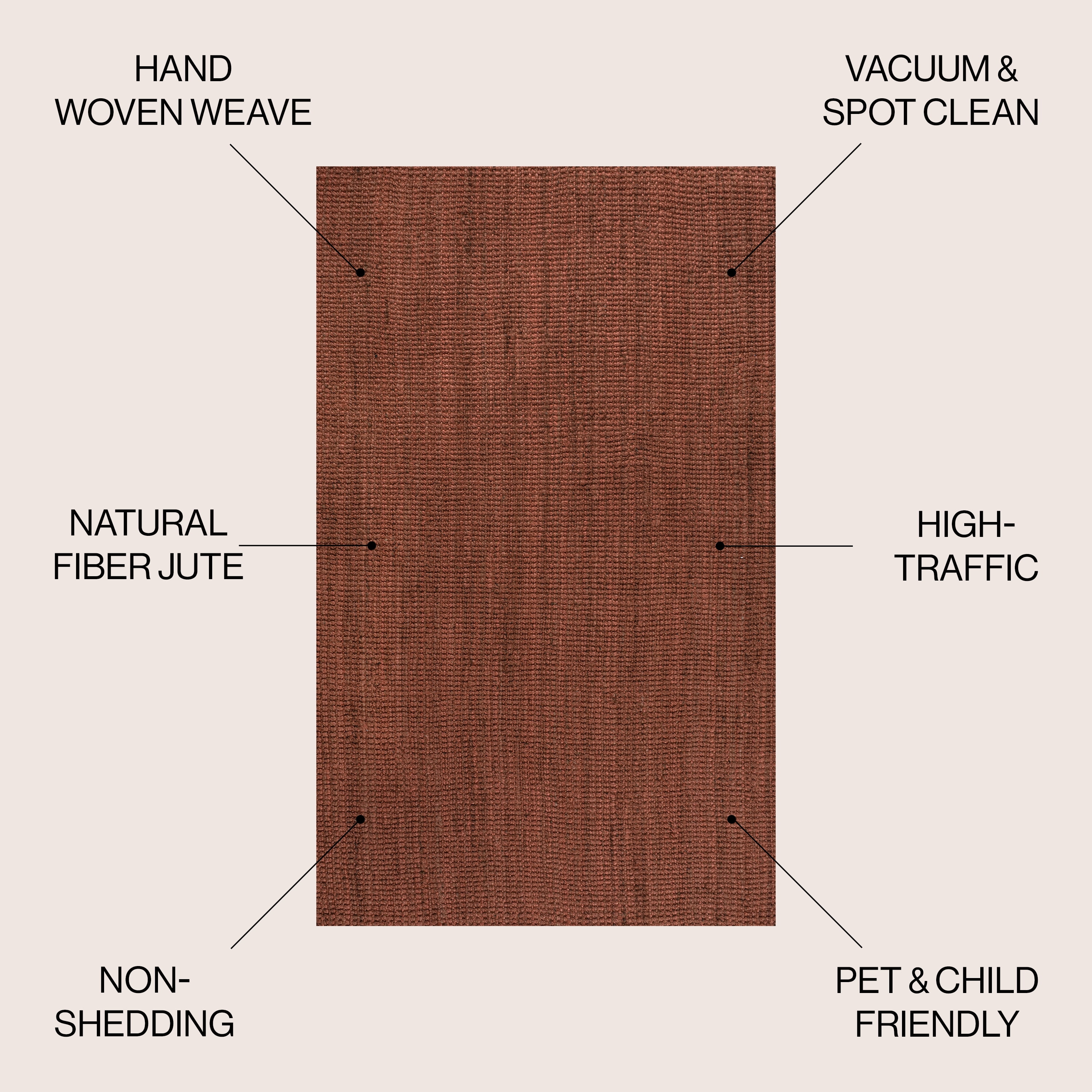 JONATHAN Y NATURAL FIBER 3 x 5 Area Rug, Pata Hand Woven Chunky Jute - Terracotta, NRF102F-3