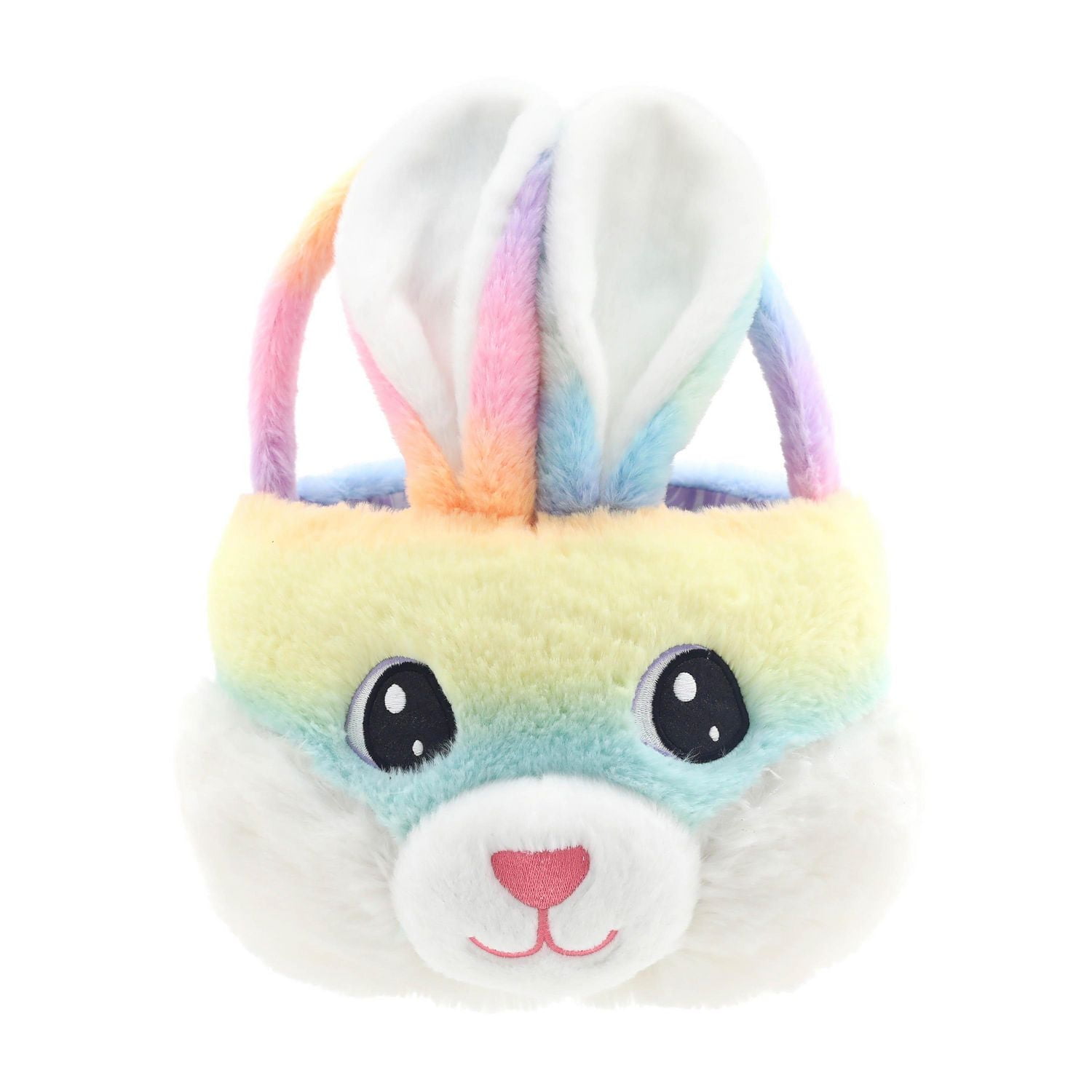 Way To Celebrate Chubby Cheek Plush Basket, Rainbow