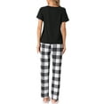 thumbnail image 3 of INSPIRE CHIC Women's Plaid Loungewear Pjs Soft Sleepwear Short Sleeve with Pants Pajama Sets, 3 of 5