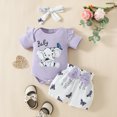 thumbnail image 2 of Gerichy Girls Summer Outfits, Kids Toddler Girls Off Shoulder Flower Print Tops Solid Pants With Belt Outfits Set, 2 of 6