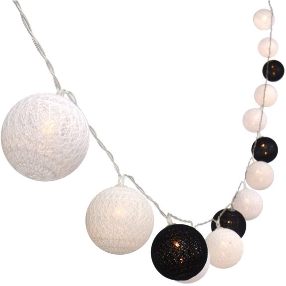 3M/10Ft 30 Black White Ball LED Battery Operated String Fairy Light