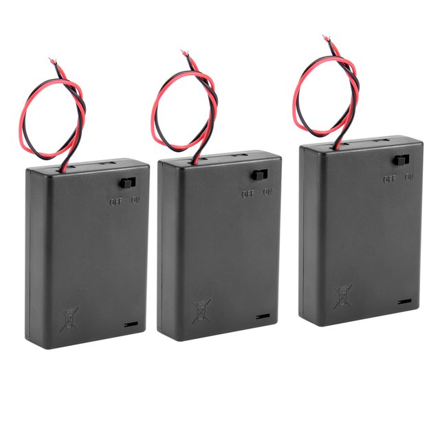 Caja de soporte de batería de 2 hilos ON/OFF de plástico para 3x1.5V AA 3Pcs