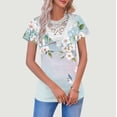 thumbnail image 5 of cocolona Womens Summer Tops Short Sleeve Lace V Neck T-shirt Fashion Casual Floral Print Tees Loose Tunic Blouses, 5 of 5