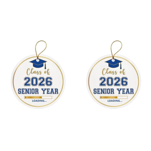 2 Pcs Graduation Ornaments 2026 - Graduation Christmas Ornament - Class of 2026, High School, Senior Gifts for for Women, Daughter - Graduate Ornaments for Christmas Tree - Ceramic Ornament
