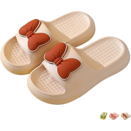 Beach Sandals Bow Tie Slides Slippers for Women Summer Sandals Non Slip Fashion Shower Slippers with Bows Open Toe Slides Thick Sole Home Shoes Bathroom Slippers