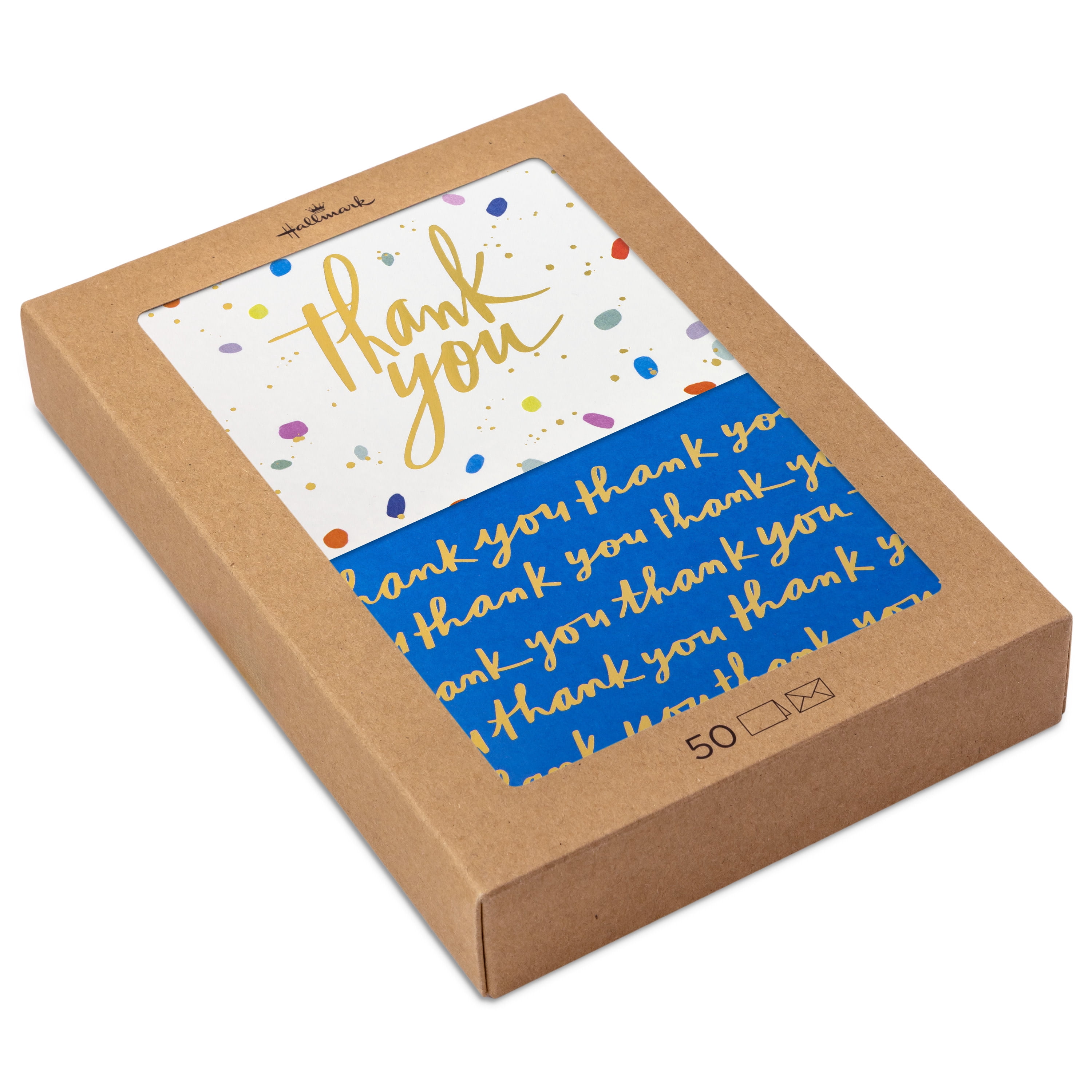 Hallmark Blank Thank You Notes (Playful Blue and Polka Dot), Pack of 50