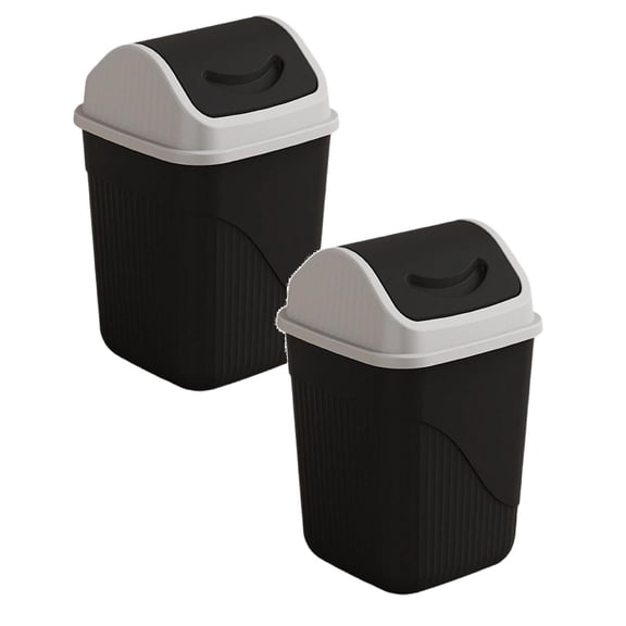 2Pcs Bathroom Trash Can With Lid Square Trash Can Waste For Bathroom And Small Spaces – Control Two Way Swing Lid – Compact And Rubbish Bags