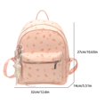 thumbnail image 2 of Floral School Backpack, PU Leather Waterproof Backpack with Pendant, Heavy Duty Mini Bookbag for Travel Work College, Pink, 2 of 10