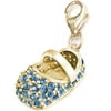 14kt Gold over Sterling Silver Baby Shoe in Blue Clip-On Charm