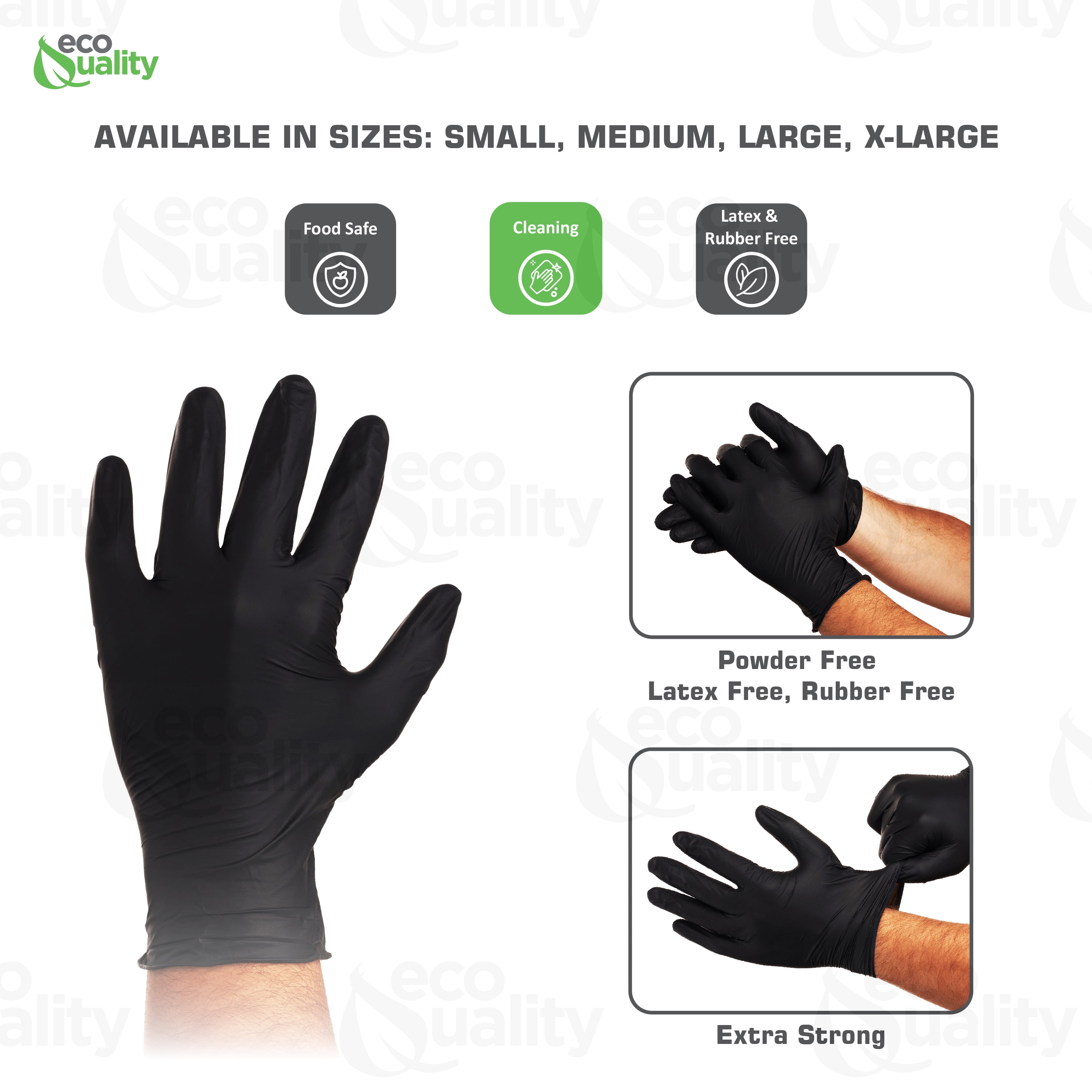 [200 Pack] Medium Black Nitrile Exam Gloves - Disposable, Latex Rubber Free, Powder Free, Black Gloves, Non Sterile, Food Safe, 4 Mil, Black Color, Convenient Dispenser by EcoQuality