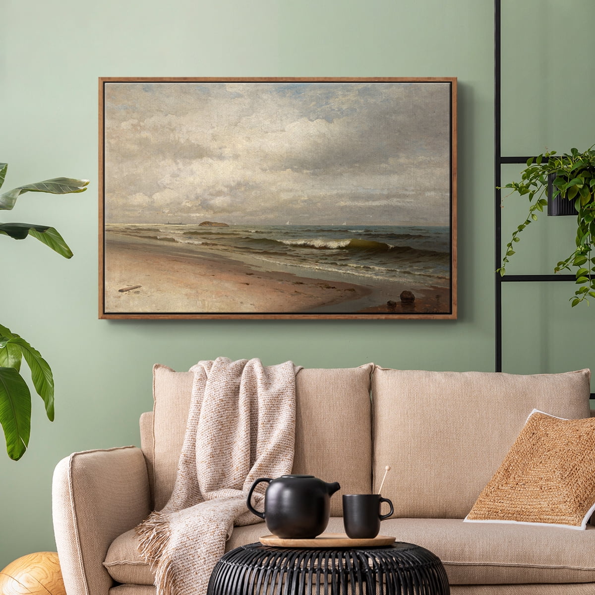 Vintage Landscape-MV By Wexford Home Framed in Walnut Wood Gallery Wrapped Canvas 25 in. x 37 in.