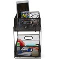 thumbnail image 4 of 2 Tier Metal Mesh Storage Baskets Organizer, Home, Office, Kitchen, Bathroom, Black, 4 of 7