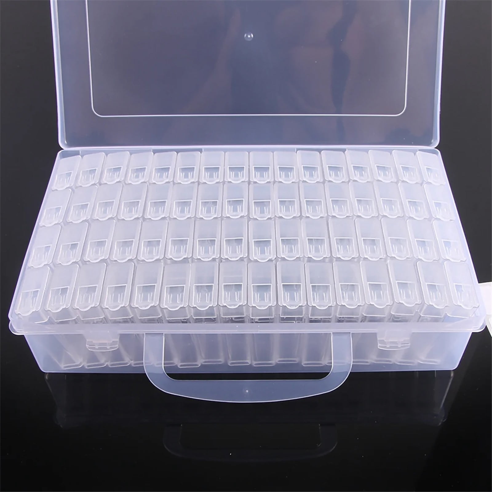 Grid Storage Box Cozival 64-Grid Transparent Plastic Storage Box with Dividers - Adjustable Organizer for Jewelry, 5D Embroidery & Art Accessories, Portable for Crafts & Beads, Craft Organizer, White